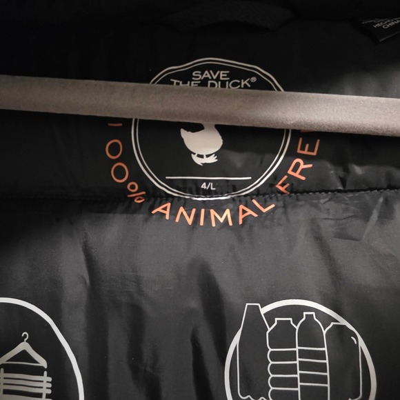 Save The Duck Navy Hooded Puffer Coat Women Large Plumtech Synthetic Down Warm - Picture 2 of 7